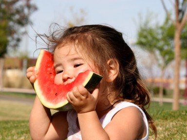 Child Eating Watermelon